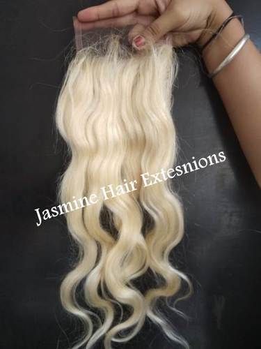 Indian 10 To 26 Inches Long 613 Blonde Hair Wavy Lace Closure 4X4