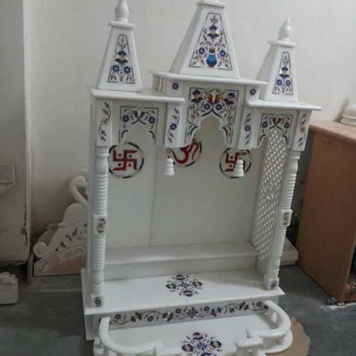 White Marble Inlay Work Pooja Temple Load Capacity: 10  Kilograms (Kg)