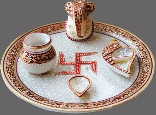 Marble Pooja Thali Ganesh Plate