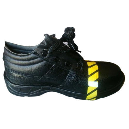 Black Pu Sole Leather Safety Shoes