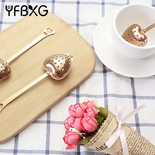 Metal Rose Gold Tea Infuser Wedding Favor Copper Heart Shape