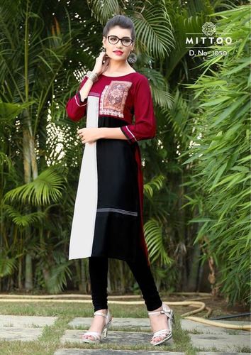 Red and Black Ladies Cotton Kurti