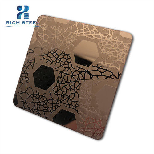 Gold Mirror Etched Pattern Stainless Steel Sheets For Decoration