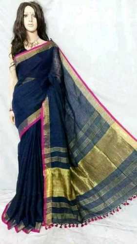 Plain Pattern Linen Saree