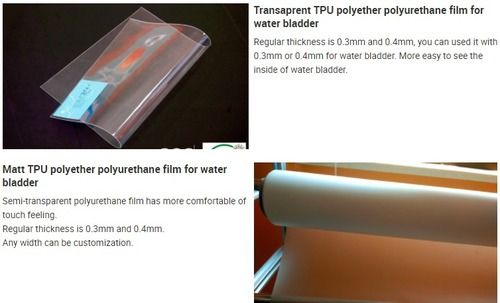 Transparent Or Colored Tpu Polyurethane Film For Water Bladder Size: Custom