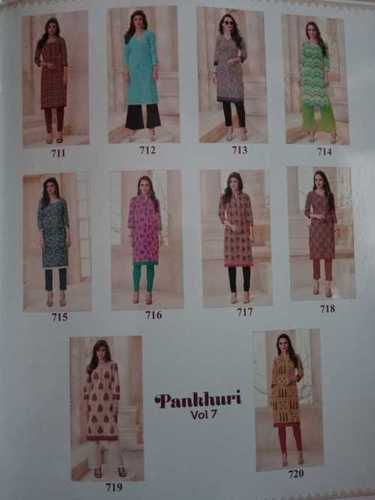 No Fade Cotton Printed Stitch Kurti