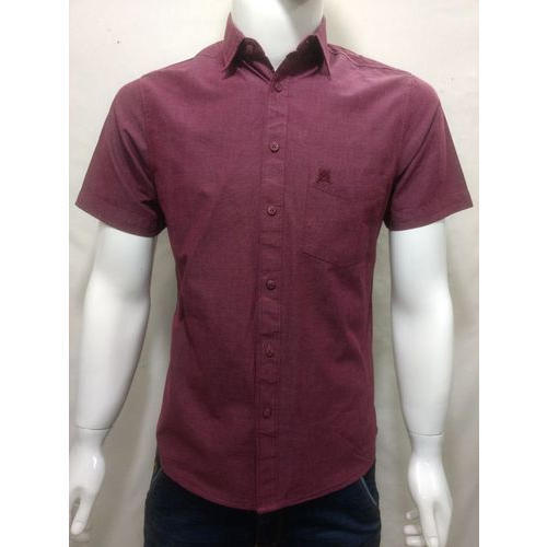 Mens Half Sleeve Maroon Shirt