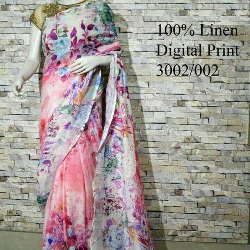 Digital Printed Linen Sarees