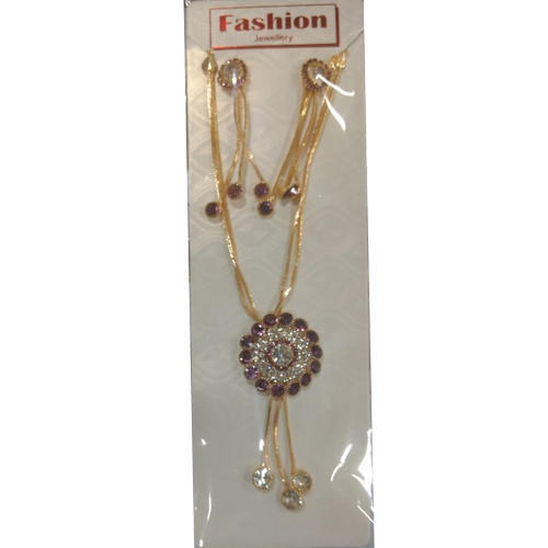 Gold Artificial Pendant Set Gender: Women