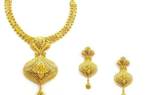 Heavy Gold Necklace Set - Gold Material, Elegant Golden Color | Perfect for Anniversary, Gift, Engagement, and Party Celebrations