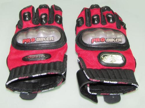 Red/Blue/Black/White Motorcycle Hand Safety Gloves (Pro-Biker)