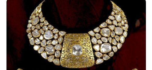 White And Yellow Kundan Gold Polki Necklace Set