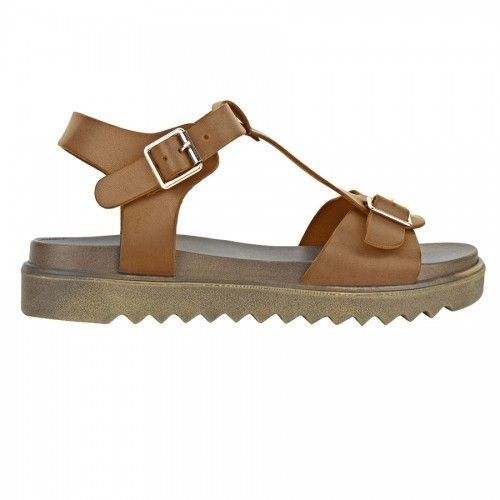 T Strap Brown Sandal