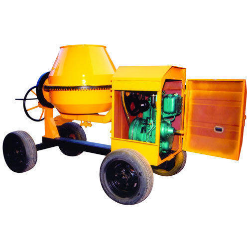 Cement Mixer Machine - Heavy Duty Mild Steel, 480 Liters Capacity, Tilting Drum Mixer, 15r/min Speed, Yellow Finish