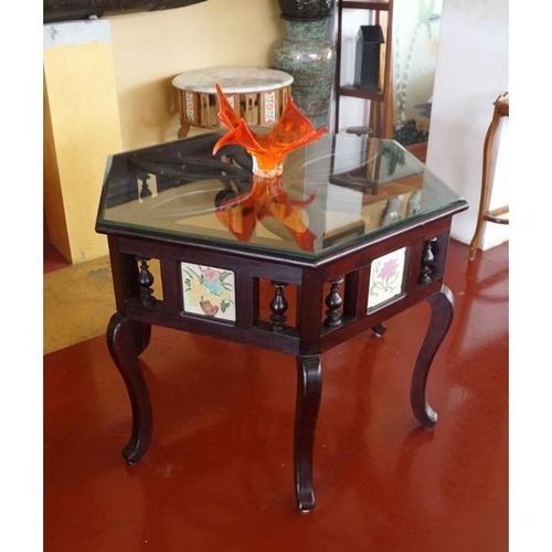 Furnitree Antique Chettinad Hexagonal Table