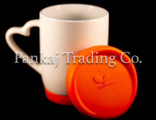 Orange 12Oz Heart Handle Silicone Bottom Ceramic Sublimation Mug