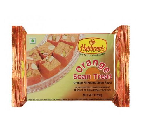 Orange Flavour Soan Papdi - 100g Pack, Rich in Energy and Sugars, Ideal Sweet Treat