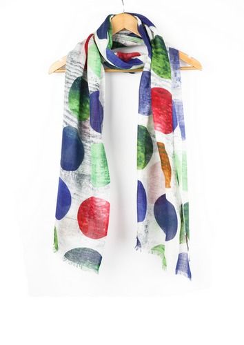 Multicolor Polka Silk Wool Scarf