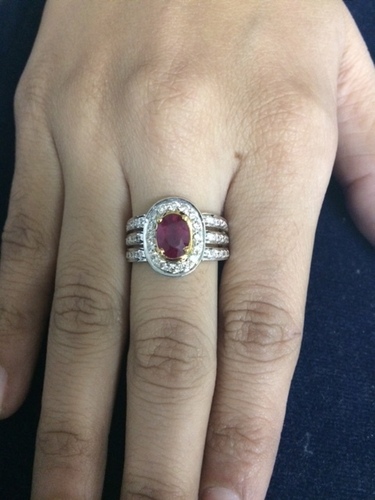 1.00ct Natural Pigeon Blood Ruby and Marquise Diamond Ring | HN JEWELRY