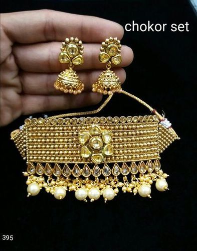 Golden Beautiful Bridal Choker Necklace Set