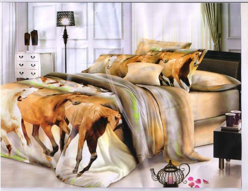 5D Glace Cotton Double Bed Sheet with 2 Pillow Covers SYK5D014