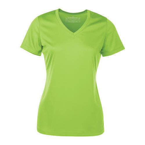 Ladies Green V Neck T Shirt