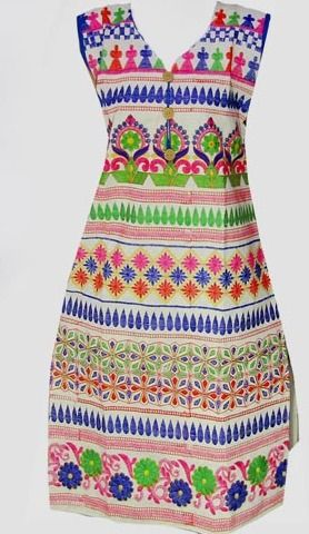 V Neck Ladies Printed Kurti