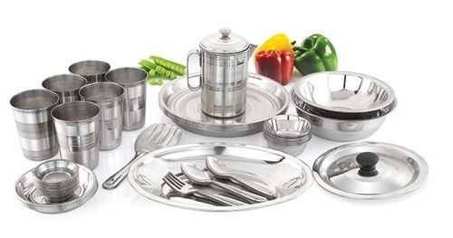 Silver Stainless Steel Dinner Set (66 Pcs)