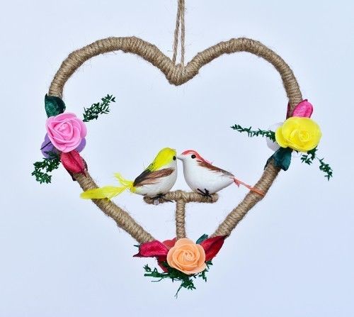 Love Birds Heart Jute Hanging