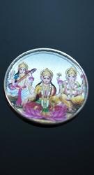 20 Gm. Coloured Laxmi Ganesh Saraswati Silver Coin