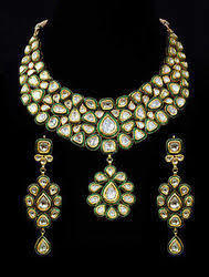 Fashionable Kundan Meena Necklace Set Indian Jewelry