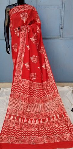 Cotton Hand Block Printed Saree