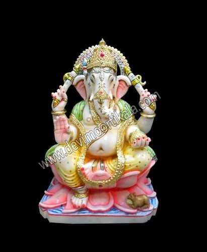 Chemical Resistant Marble Multi-Color Ganesh Statue