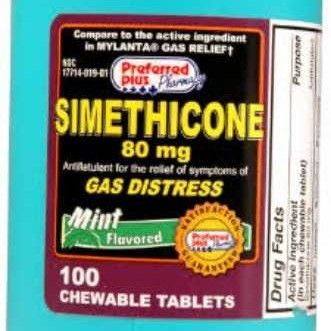 80mg Simethicone Gas Distress (100 Chewable Tablets)