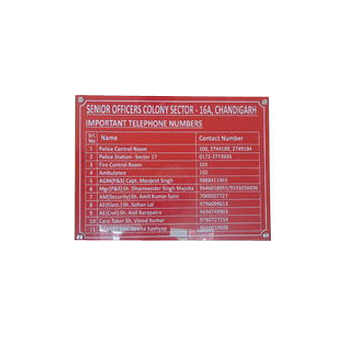 Red And White Acrylic Sun Boards Application: Medical