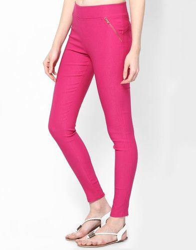 Cotton Pink Color Ladies Jeggings