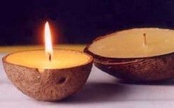 Brown Designer Coconut Shell Candles