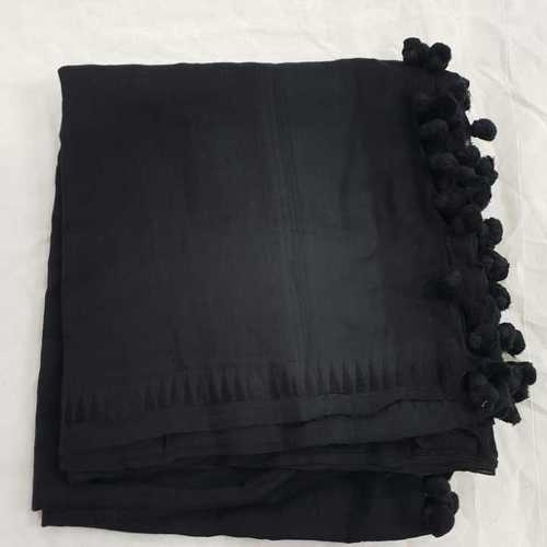 Black Pom Pom Cotton Scarves