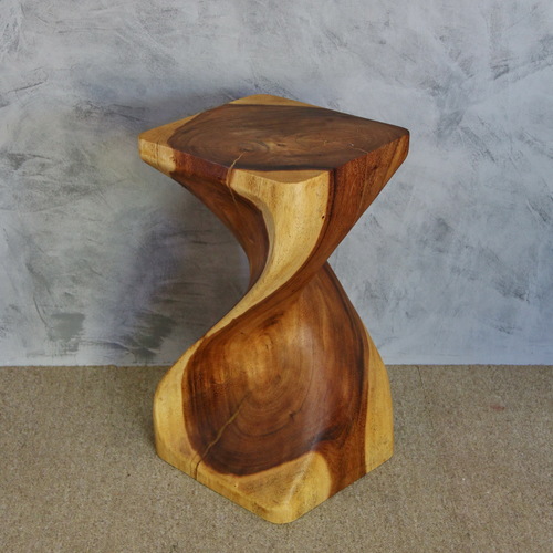 Single Wooden Twisted Stool No Assembly, Wooden Twist Coffee Table