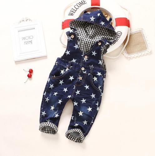 Kids Hooded Denim Jumpsuit