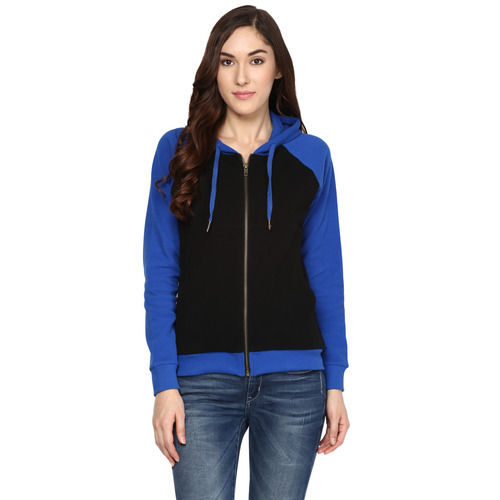 All Blue And Black Mix Color Ladies Cotton Hoodies