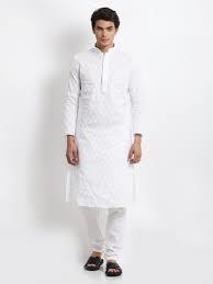 Party Wear Mens White Cotton Kurta