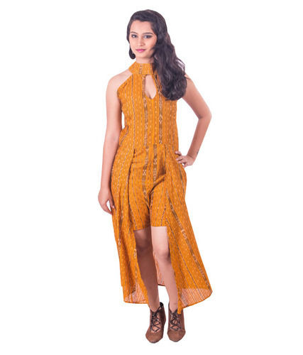 Ikat Handloom Cotton Jump Suit Dress Size: Customized