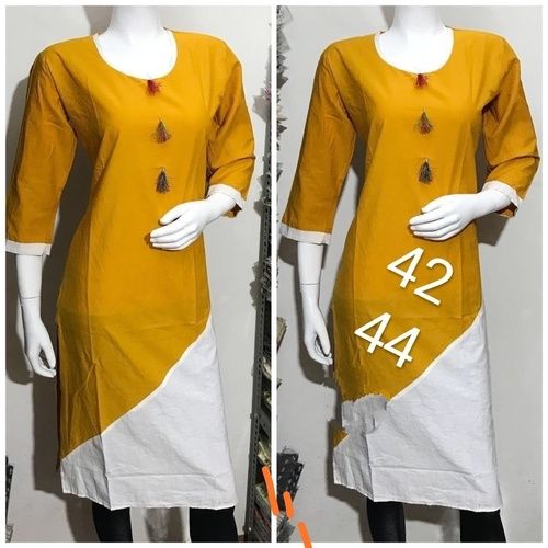 Red Dark Yellow And White Ladies Kurti