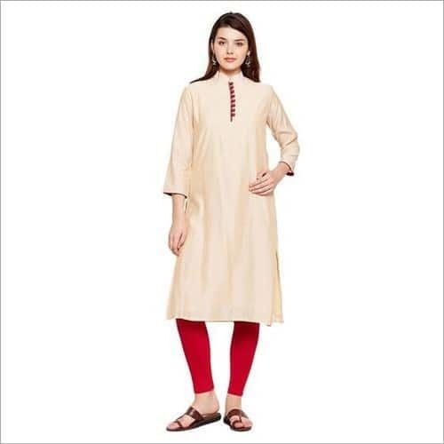 Summer Ladies Fancy Beige Kurti