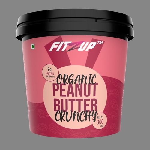 FitZup Crunchy Organic Roasted Peanut Butter Tub - 300 GM