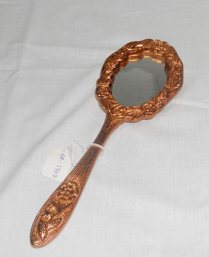 Golden Aluminium Stylish Hand Mirror