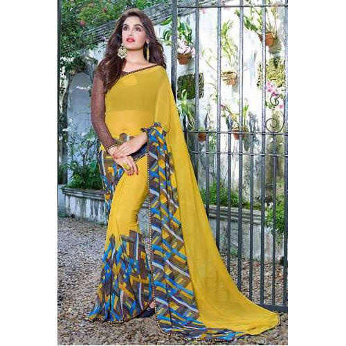 प्लेन कैज़ुअल वियर फैंसी डिज़ाइनर साड़ी