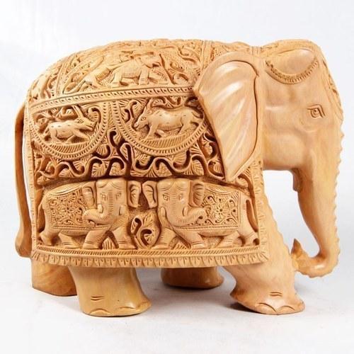 Beige Color Sandalwood Elephant Artifacts