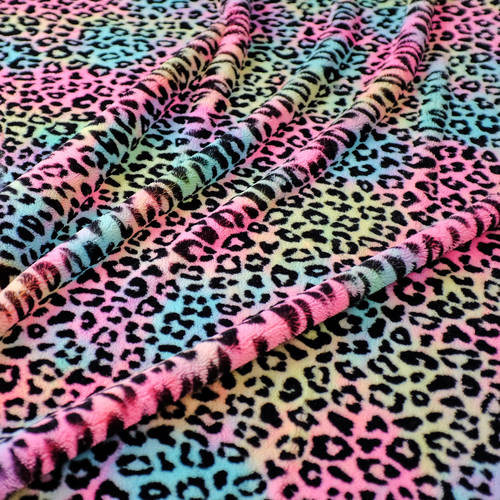 Rainbow Tie Dye Fabric With Leopard Design Density: 370 Kilogram Per Cubic Meter (Kg/M3)